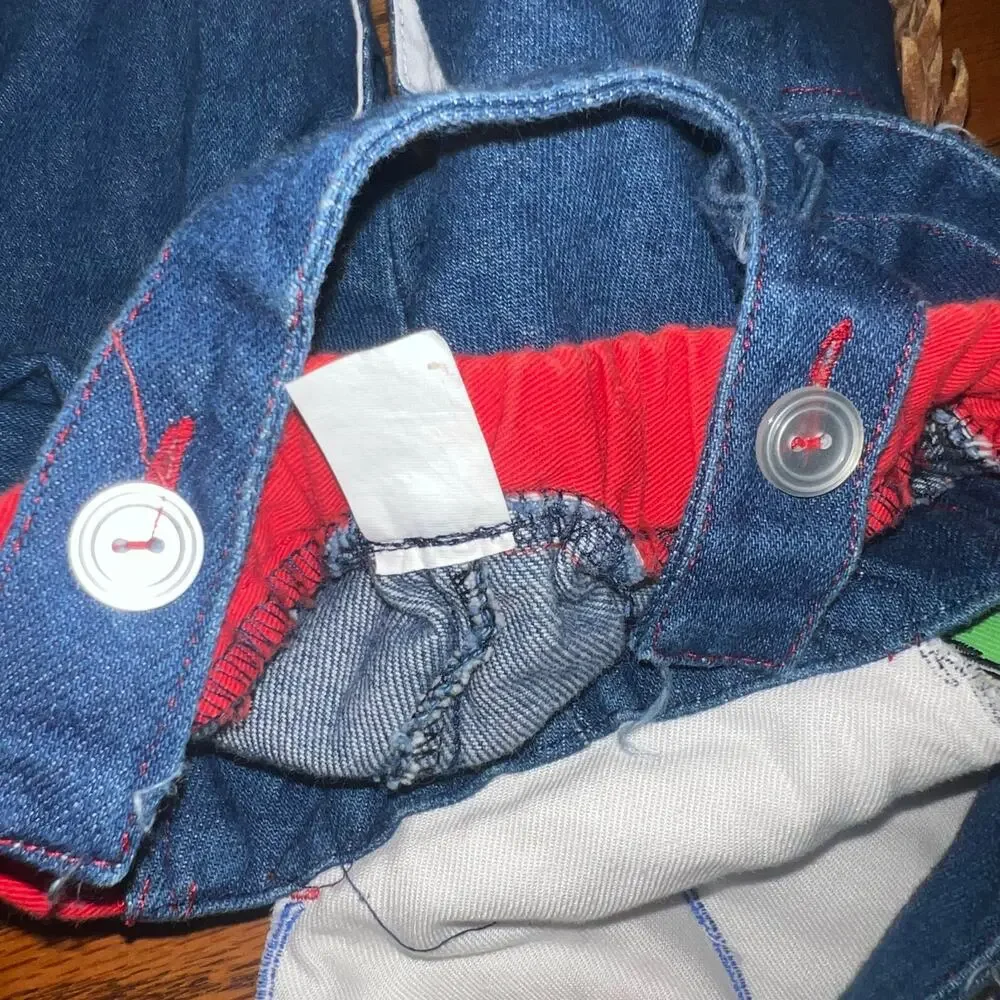 Vintage 80s western cowboy sheriff denim fringe overalls infant boys size 6-9mon